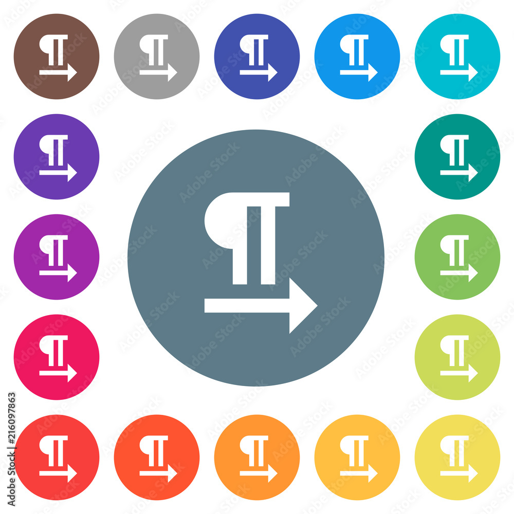 Left to right text direction flat white icons on round color backgrounds Left to right text direction flat white icons on round color backgrounds