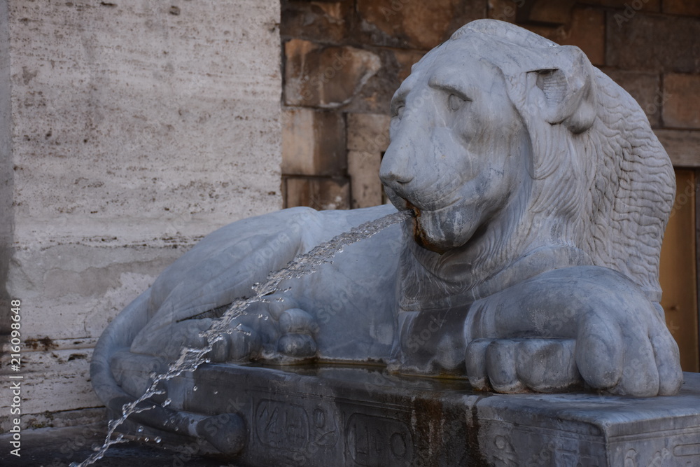 Rome, Moses fountain, view, details, architectures. Rome, Moses fountain, view, details, architectures.