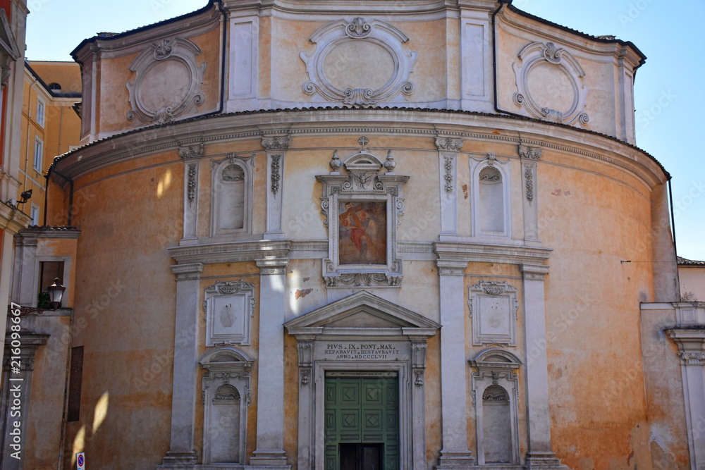 Rome, facade of an ancient church in the historic center of the city.