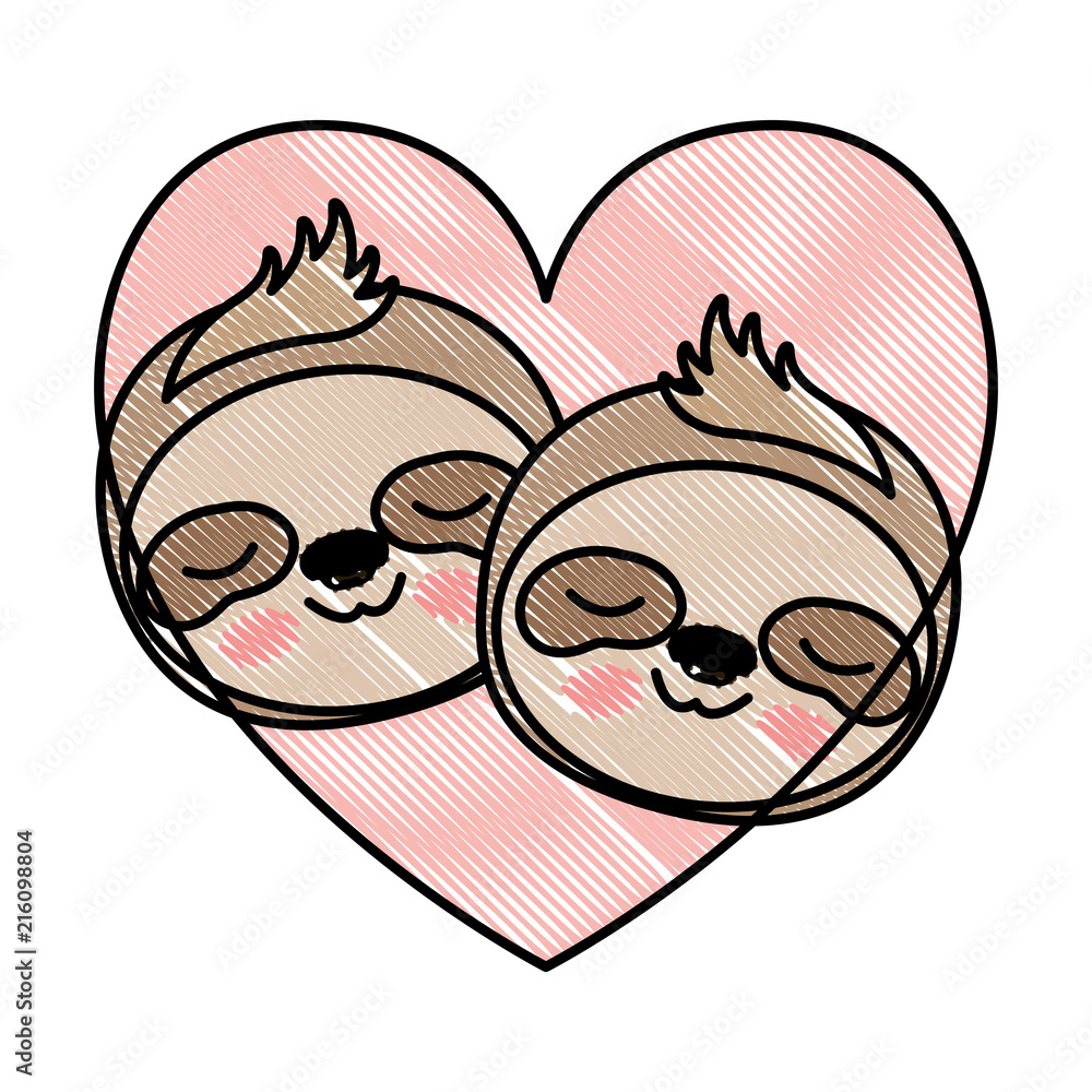 wild sloths couple in heart vector illustration design wild sloths couple in heart vector illustration design