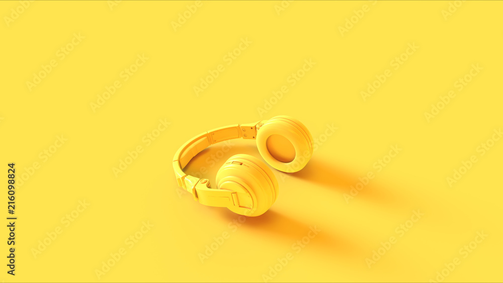 Yellow Modern Headphones 3D illustration