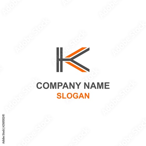 K initial uppercase letters  modern black and orange unique logo. 