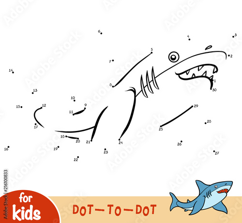 Numbers game, education game for children, Shark