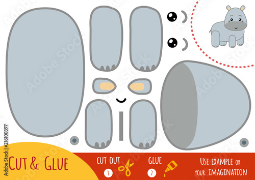 Education paper game for children, Hippo
