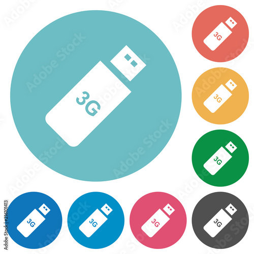 Third generation mobile stick flat round icons