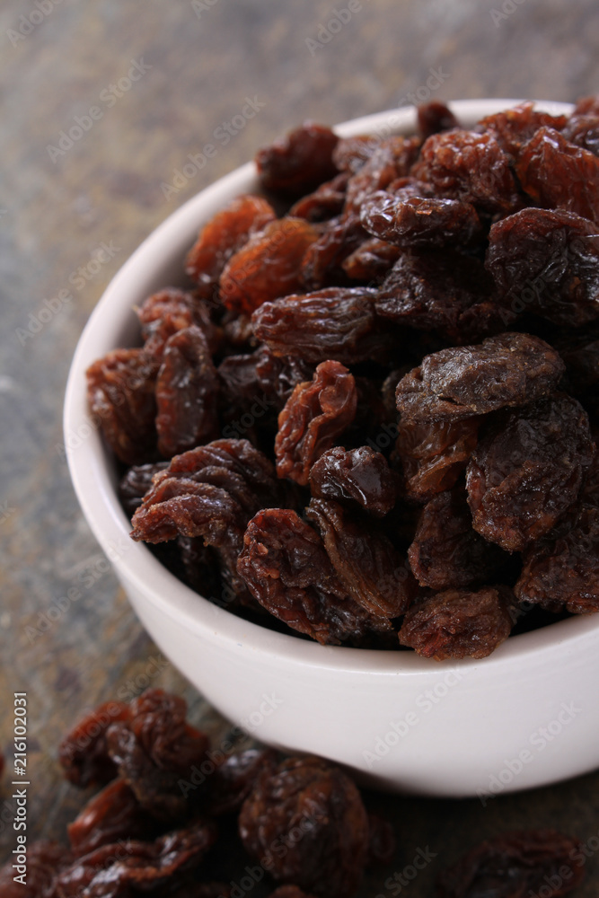 dried raisins in dish dried raisins in dish