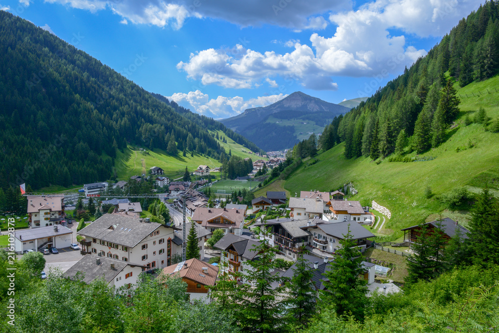 Village on Gardena valley in the Dolomites