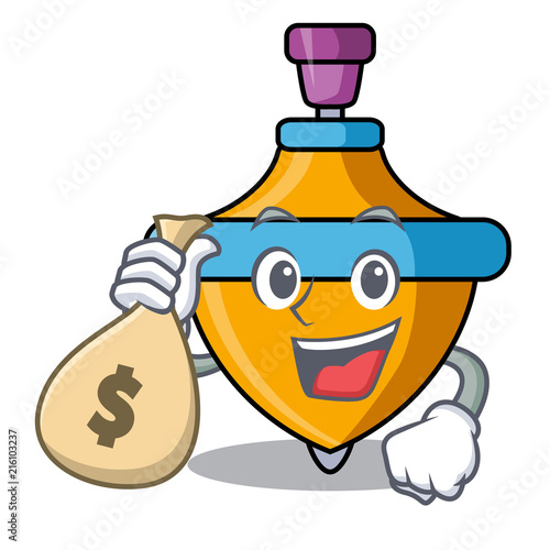 With money bag spinning top character cartoon