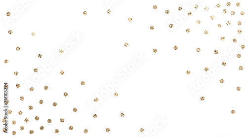 Vector background with confetti circles  small pieses of gold foil isolated on white. Modern element for wedding  celebration  party  anniversary  birthday  Valentine s Day designs.