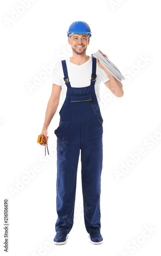 Electrician with wires on w...