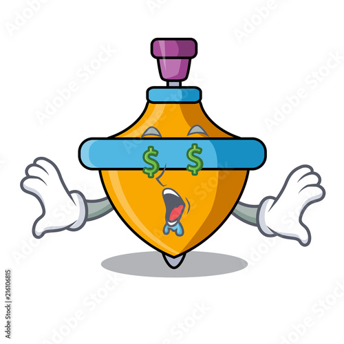 Money eye spinning top mascot cartoon