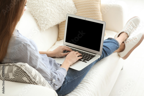 Female freelancer working o...