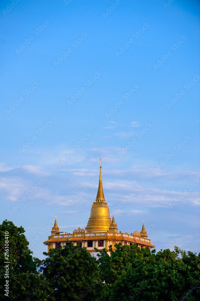 The Golden Mount at Wat Saket, Travel Landmark of Bangkok THAILAND