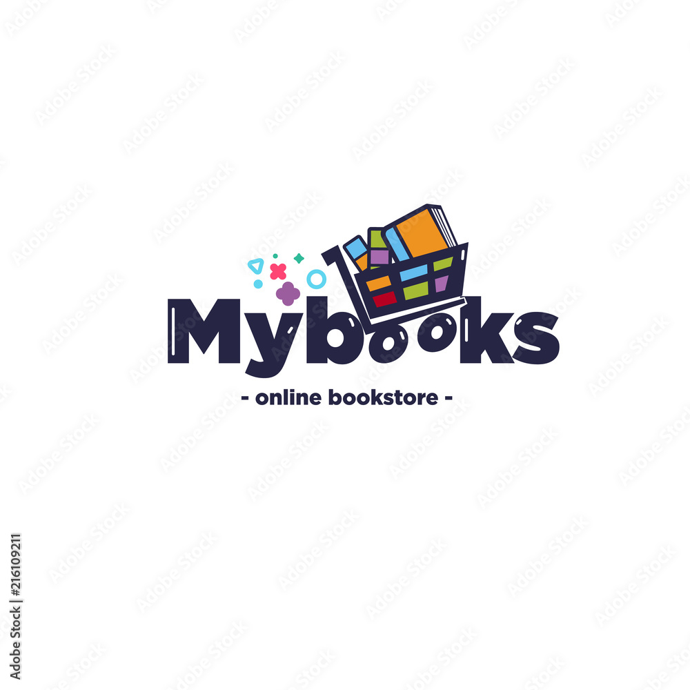 My book logo. book online store logo template. book carts. book shoping typographic or logotype - vector My book logo. book online store logo template. book carts. book shoping typographic or logotype - vector