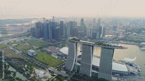 Fly over singapore landmark 4k video