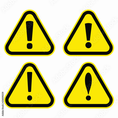 Danger sign, warning sign, attention sign. Danger icon, warning icon, attention icon.