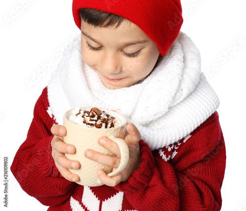 Cute little boy in warm clo...