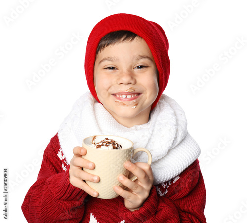 Cute little boy in warm clo...