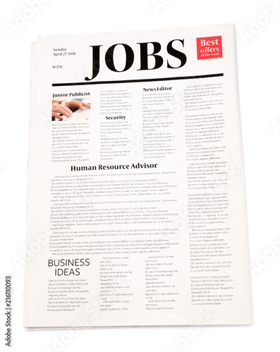 Newspaper on white background