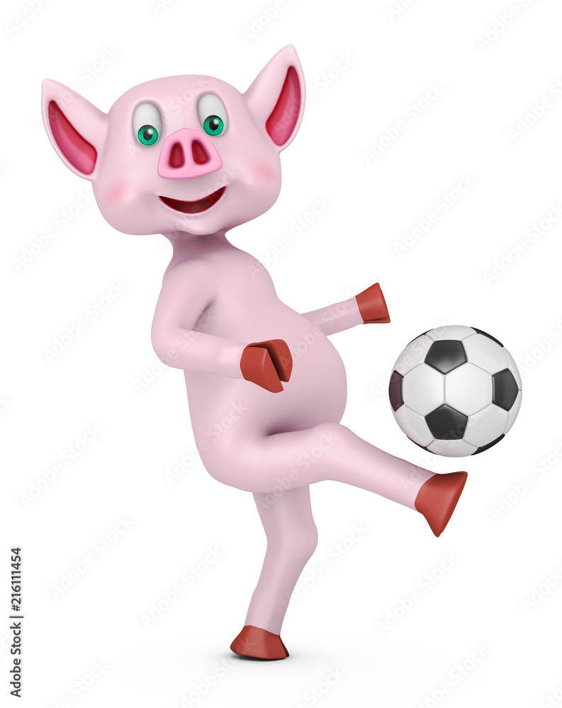 Piglet with soccer ball