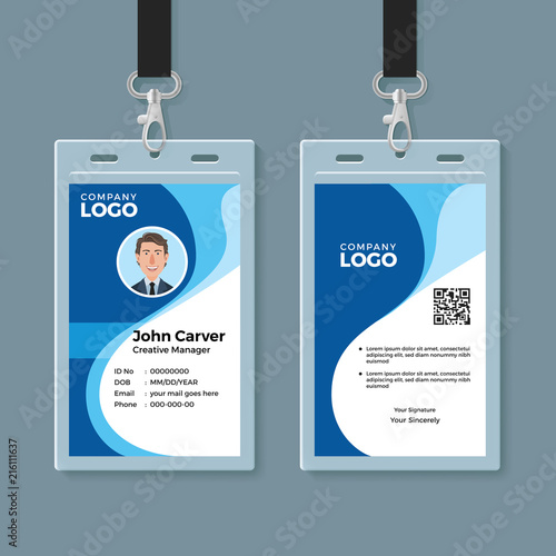Blue Curve Wave ID Card Design Template