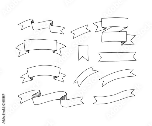 Hand drawn vector ribbons set