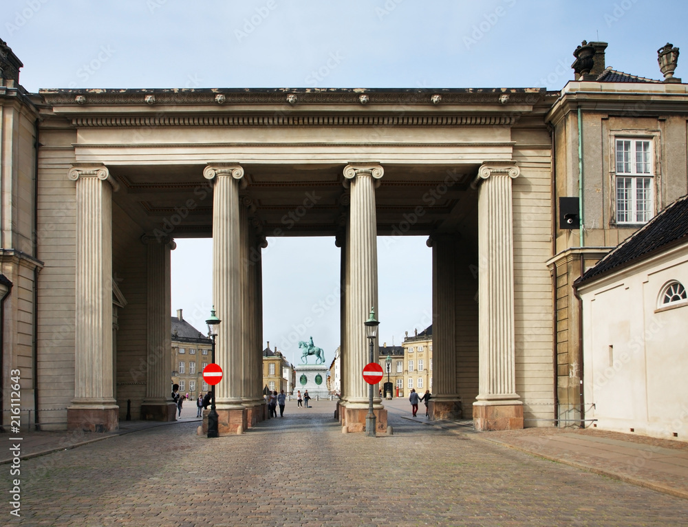 Colonnade of Amalienborg in Copenhagen. Denmark