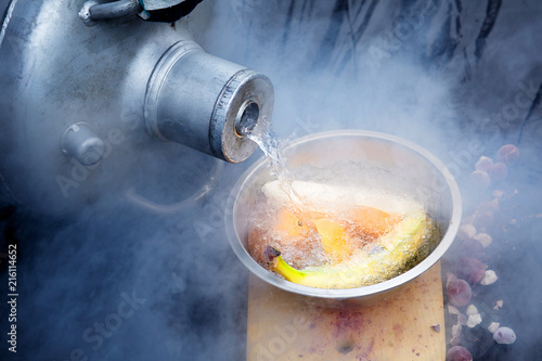 liquid nitrogen fruit bananas oranges