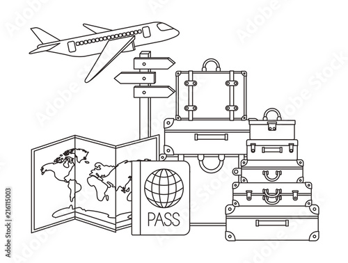 travel vacations set icons vector illustration design