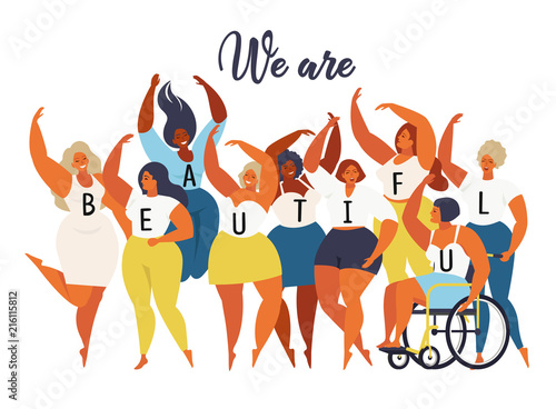 We are beautiful. International women day graphic vector.