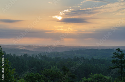 Sunrise over a valley in northeast Alabama, USA