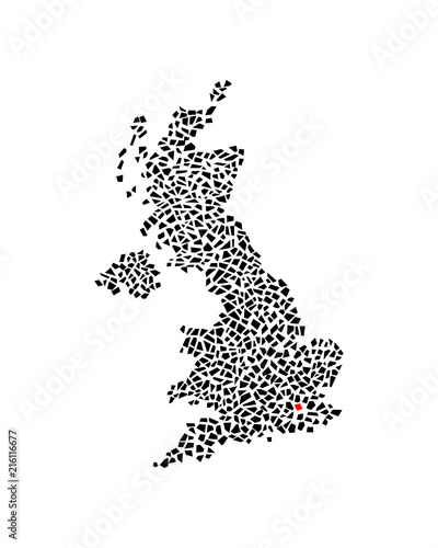 Great Britain map with marked capital city