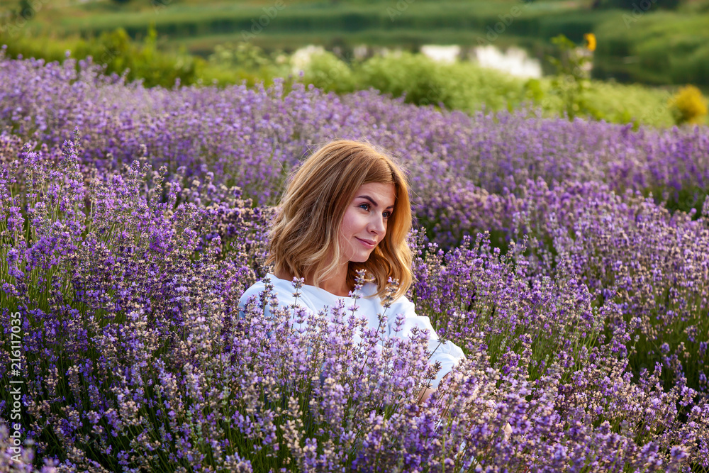 girl posing in a lavender field girl posing in a lavender field