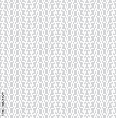 Knitted fabric seamless pattern Light gray knitting texture background, bright backdrop, soft wool textile. Natural material wallpaper.