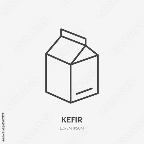 Milk box flat logo, kefir icon. Dairy product vector illustration. Sign for healthy food store.