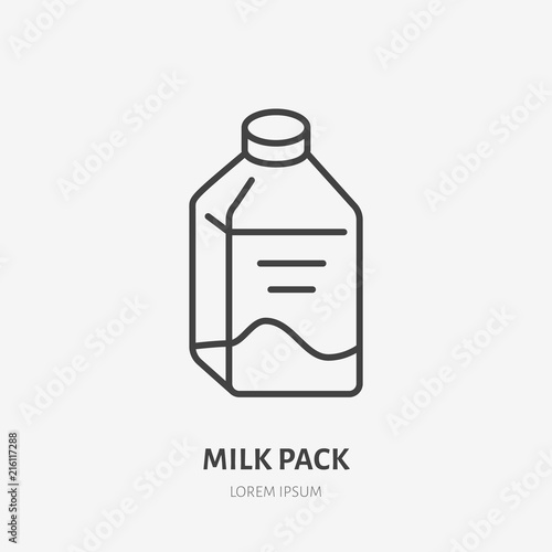 Milk bottle flat logo, kefir icon. Dairy product vector illustration. Sign for healthy food store.