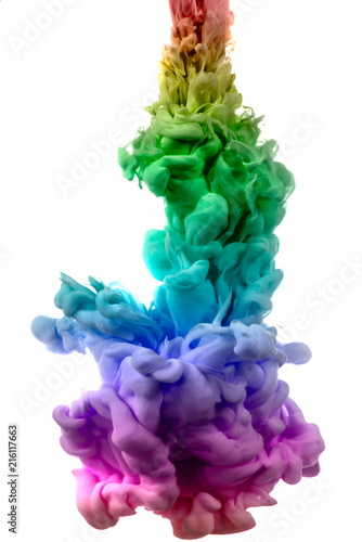 colorful dye in water on white background