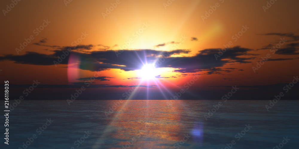 Fototapeta premium sunset in sea clouds