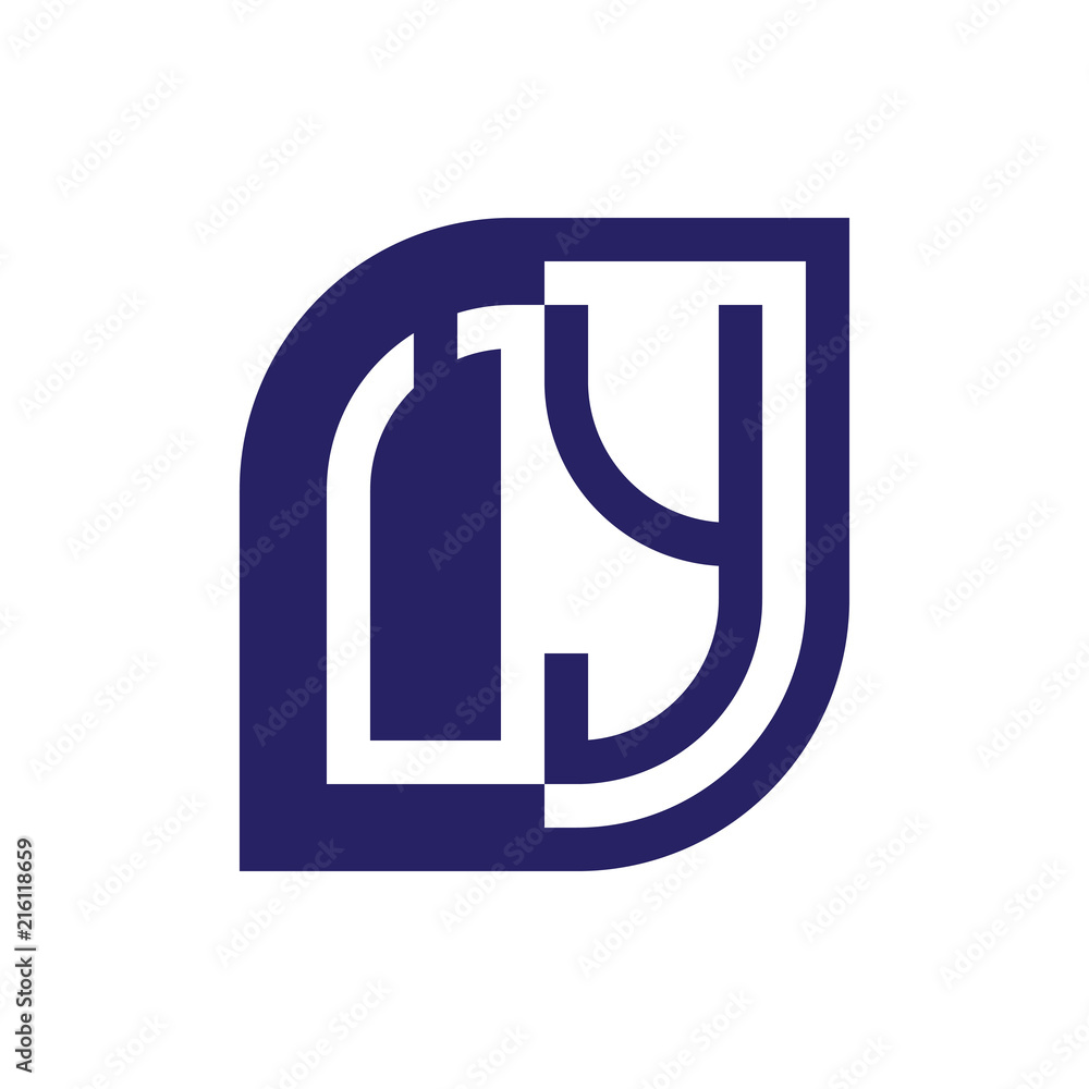 UY initial letter emblem logo negative space UY initial letter emblem logo negative space