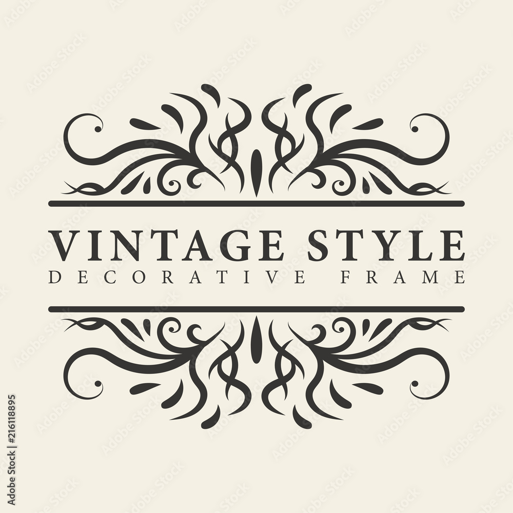 vintage design style decorative flourish ornament frame - vector illustration