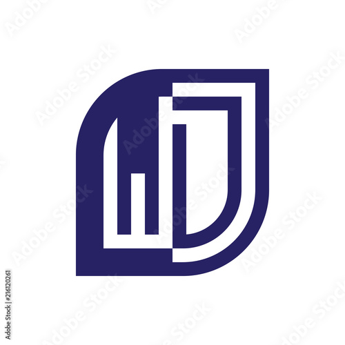 WD initial letter emblem logo negative space