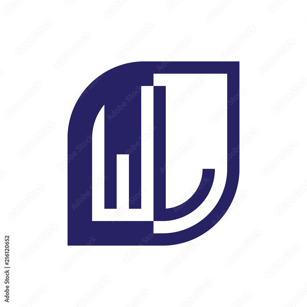 WL initial letter emblem logo negative space WL initial letter emblem logo negative space