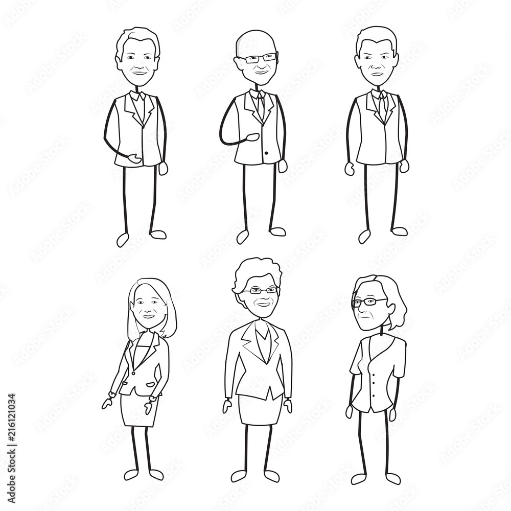 6 Stick Figure Characters Male Female Vector Artwork Line Art 6 Stick Figure Characters Male Female Vector Artwork Line Art