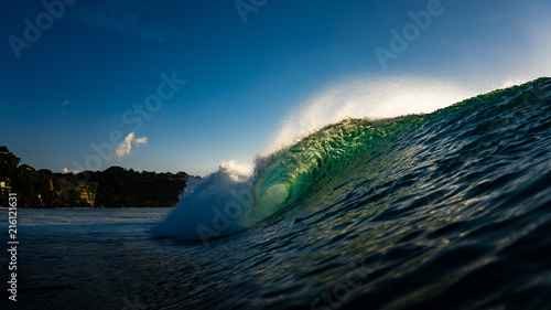 Wave breaking from water at Bingin Bali Indonesia