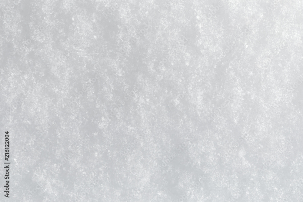 Even snow surface, background, with snowflakes and structure, winter