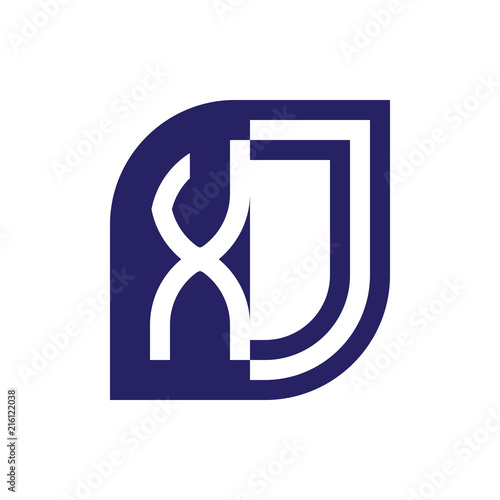 XJ initial letter emblem logo negative space