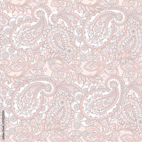 Seamless Asian Textile Background. Paisley Pattern