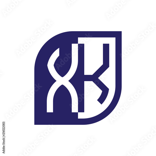 XK initial letter emblem logo negative space