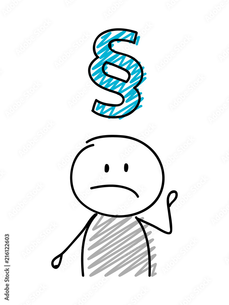 Stickman with sad facial expression holiding paragraph (section mark) icon. Vector. Stickman with sad facial expression holiding paragraph (section mark) icon. Vector.