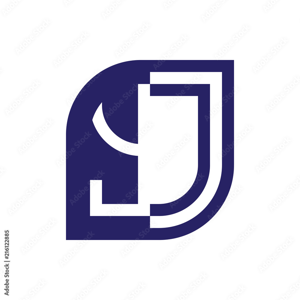 YJ initial letter emblem logo negative space YJ initial letter emblem logo negative space